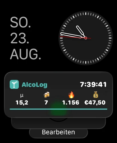 AlcoLog im Smart Stack der Apple Watch