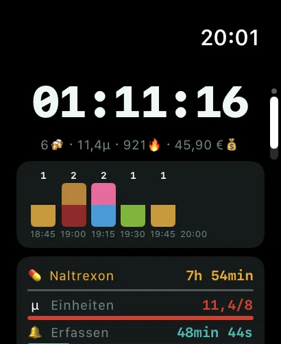 AlcoLog Startbildschirm auf der Apple Watch
