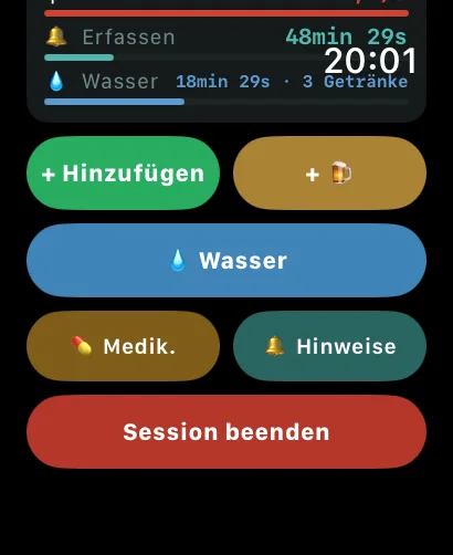 AlcoLog Schnellaktionen auf der Apple Watch