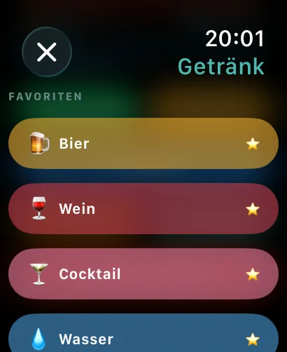 Ein Getränk auf der Apple Watch hinzufügen