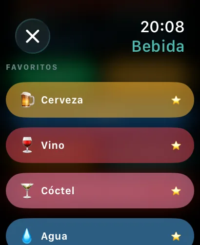 Añadir una bebida en el Apple Watch