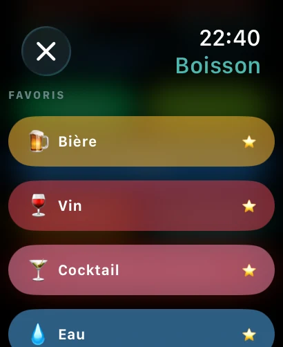Ajouter une boisson sur l'Apple Watch