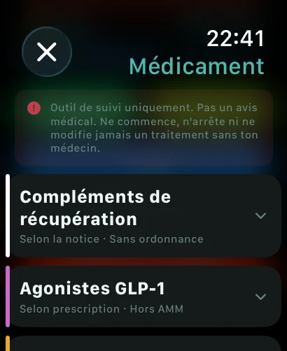 Suivi des médicaments sur l'Apple Watch
