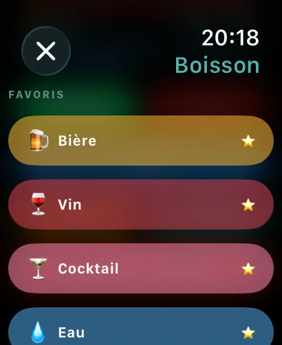 Ajouter une boisson sur l'Apple Watch