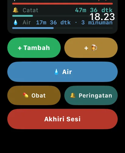 Tindakan cepat AlcoLog di Apple Watch