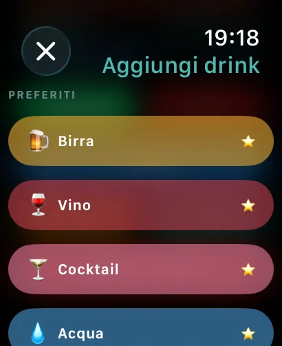 Aggiungere un drink su Apple Watch