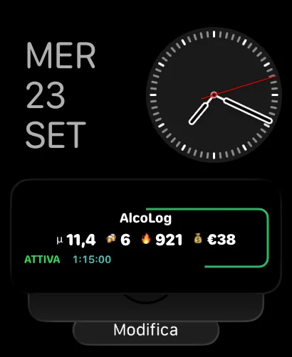 AlcoLog nella Smart Stack di Apple Watch