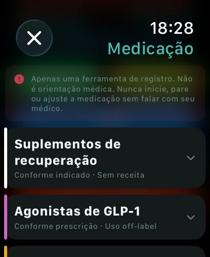 Acompanhamento de medicamentos no Apple Watch