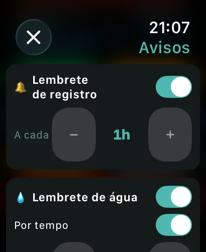 Alertas de sessão no Apple Watch