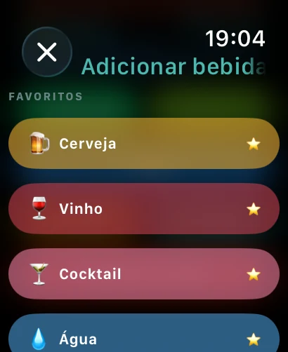 Adicionar uma bebida no Apple Watch