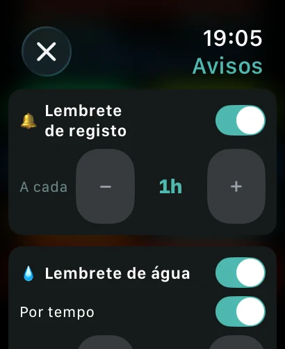 Alertas de sessão no Apple Watch