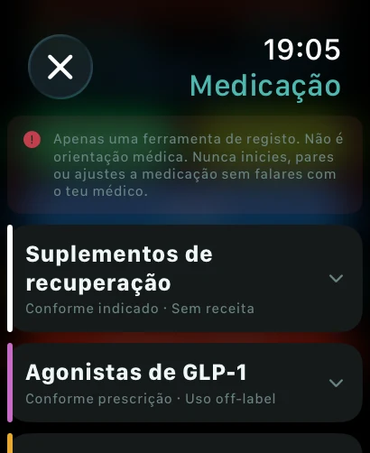 Acompanhamento de medicação no Apple Watch
