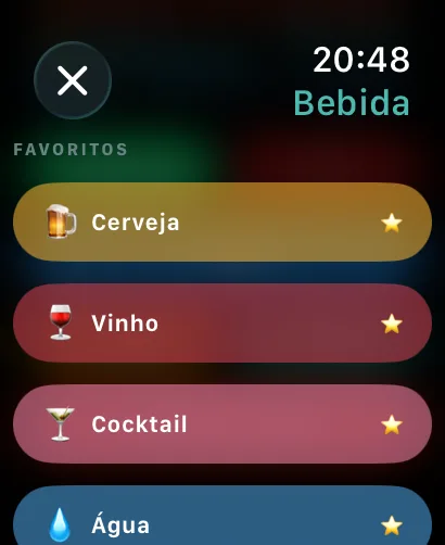 Adicionar uma bebida no Apple Watch