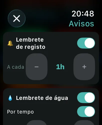 Alertas de sessão no Apple Watch