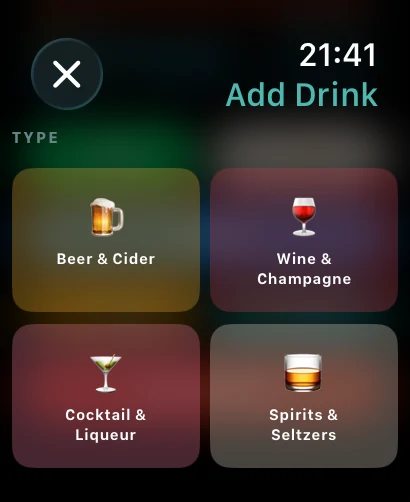 Adding a drink on Apple Watch