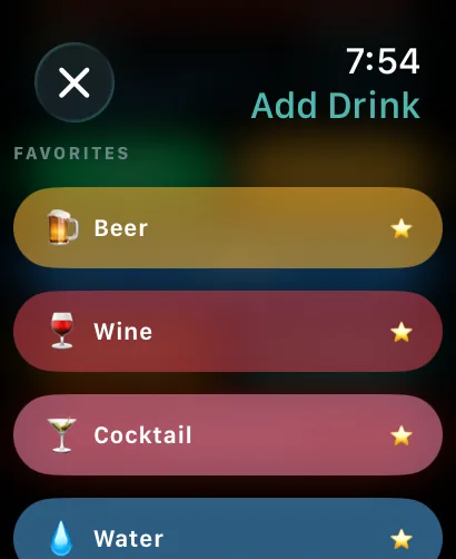 Adding a drink on Apple Watch
