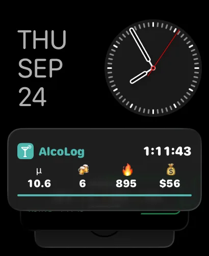 AlcoLog in the Apple Watch Smart Stack