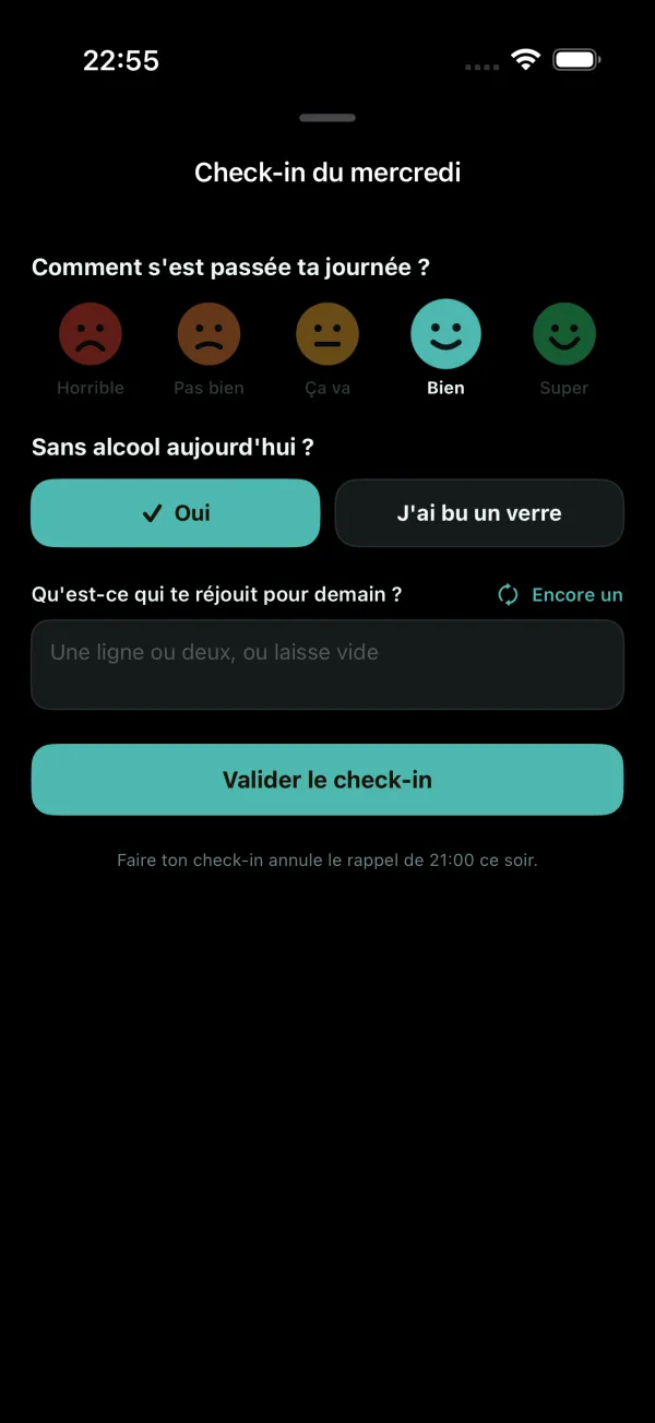 Le check-in du soir : comment s'est passée la journée, et ton humeur