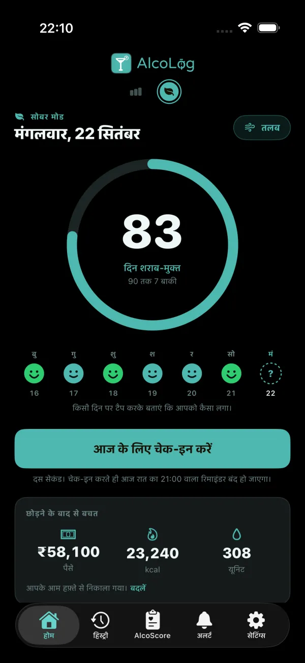 छोड़ने के बाद से बचाए गए पैसे, कैलोरी और यूनिट