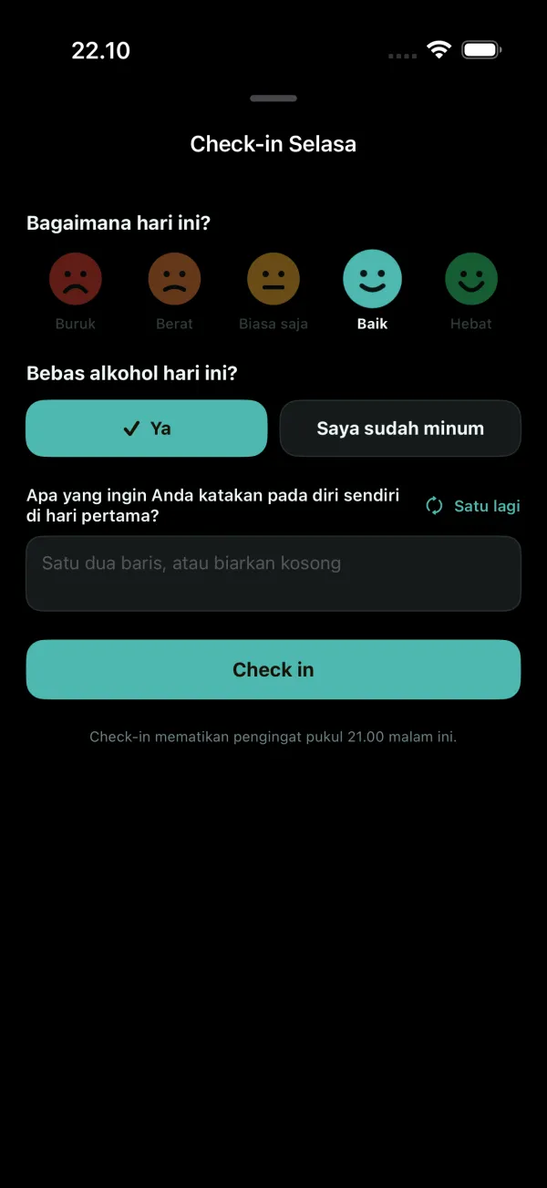 Check-in malam: bagaimana hari Anda berjalan, dan suasana hati Anda