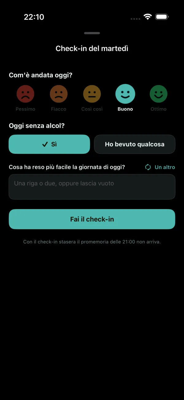 Il check-in della sera: com'è andata la giornata e il tuo umore