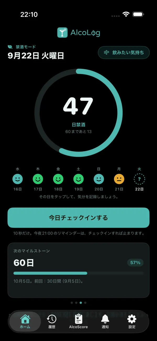 禁酒モードのマイルストーンのお祝い