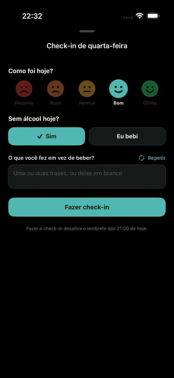 O check-in da noite: como foi o dia e o seu humor