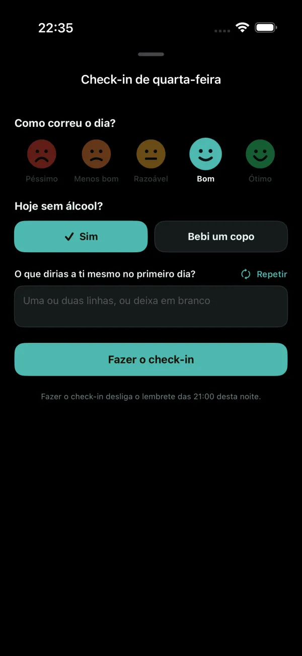 O check-in da noite: como correu o dia e o teu humor