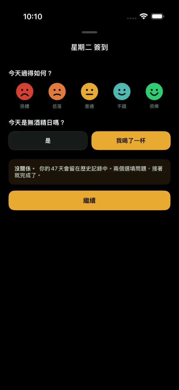 沒關係。你的 47 天會留在歷史記錄中。