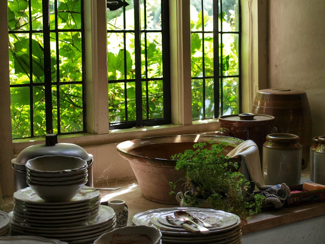 Soft morning light through a kitchen window.